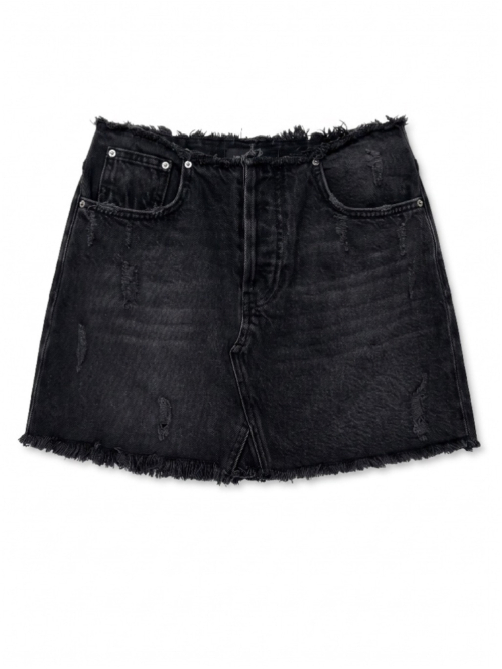 BDG Distressed Black Mini Skirt Dark Wash Denim Casual Streetwear, Sz M